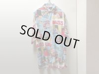 80'S Serge Azar  AMECOMI REPEATING PATTERN S/S VISCOSE SHIRTS（アメコミ総柄仕様半袖ビスコースシャツ）MADE IN FRANCE（XL位)
