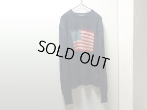 画像1: 90'S RALPH LAUREN STARS &　STRIPES LOW-GAUGE COTTON KNIT（ラルフローレン 星条旗柄ローゲージ仕様コットンニット）（L）