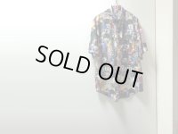 80'S THE BEATLES REPEATING PATTERNE S/S SILK SHIRTS(ビートルズ 総柄仕様半袖シルクシャツ)(L位）