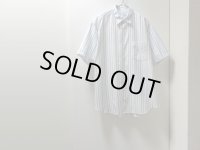 91'S COMME des GARCONS SWITCHING STRIPE PATTERN WIDE S/ S COTTON × LINEN SHIRTS（1991年 コム デ ギャルソン ストライプ柄切替し + ワイド仕様 半袖 コットン × リネン混紡 シャツ）MADE IN JAPAN（XL位）　