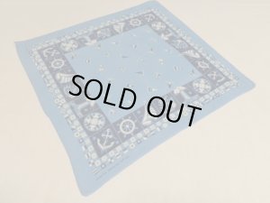 画像2: 60'S MARINE PATTERN FAST COLOR BANDANNA（マリン柄 ファストカラー 表示入り コットン バンダナ）