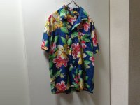00'S RALPH LAUREN FLOWER REPITING PATTERNE OPEN COLLAR S/S COTTON SHIRTS（ラルフローレン 花総柄 開襟仕様 半袖 コットン シャツ）（M）