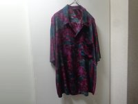 90'S BON HOMME FLOWER REPEATING PATTERNE OPEN COLLAR S/S RAYON SHIRTS（ボンオム 花総柄 + 開襟仕様 半袖 レーヨン シャツ）MADE IN USA（XL）