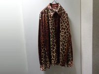 90'S LIVE COLLECTION LEOPARD PATTERN L/S M.M.F? SHIRTS（ライブコレクション ヒョウ柄仕様 長袖 化繊 シャツ）MADE IN USA（M）