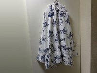 90'S MICHIGAN RAG CO. REPEATING PATTERNE HOODED COTTON × POLYESTER JACKET（ミシガンラグ 総柄仕様 フード付きコットン × ポリエステル混紡 ジャケット）MADE IN USA（L）