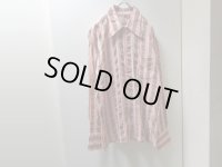 70'S STRIPE PATTERNE ZIP UP L/S SHEER SOCCER SHIRTS（ストライプ柄 ジップアップ仕様 長袖 シアサッカー素材 シャツ）（L）