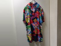 19'S RALPH LAUREN REPEATING PATTERNE OPEN COLLAR S/S RAYON SHIRTS（2019年製 ラルフローレン 総柄 開襟仕様 半袖 レーヨン シャツ）（M）