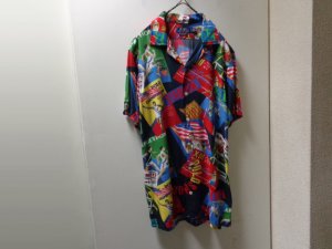 画像1: 19'S RALPH LAUREN REPEATING PATTERNE OPEN COLLAR S/S RAYON SHIRTS（2019年製 ラルフローレン 総柄 開襟仕様 半袖 レーヨン シャツ）（M）