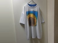 90'S SUN FLOWER T-SHIRTS（ヒマワリ Tシャツ）首元 ＋ 袖部分 ダブルフェイス仕様（XL位）