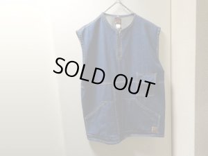 画像1: 90'S AACA PULLOVER HALF ZIP OVER SIZE INDIGO DENIM VEST（アフリカン アメリカン カレッジ アライアンス 被り + ハーフジップ仕様 オーバーサイズ インディゴデニム ベスト）（38）