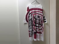 90'S MOREHOUSE COLLEGE TOTAL PATTERN T-SHIRTS（モアハウス大学 総柄 Tシャツ）NON WASH（XL）