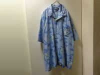 00'S RALPH LAUREN REPITING PATTERNE OPEN COLLAR S/S COTTON SHIRTS（ラルフローレン 総柄 開襟仕様 半袖 コットン シャツ）CLAYTON（XL）