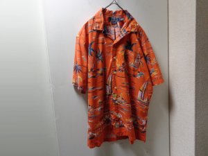 画像1: 90'S RALPH LAUREN POLO SPORT REPITING PATTERNE OPEN COLLAR S/S COTTON SHIRTS（ラルフローレン ポロスポーツ 総柄 開襟仕様 半袖 コットン シャツ）MADE IN USA（L）