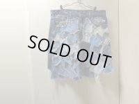 90'S MATRIX INDIGO DENIM PATCHWORK CRUST CUT-OFF BAGGY SHORTS（マトリックス インディゴデニム パッチワーク仕様 クラスト カットオフ バギー ショーツ）HAND MADE（実寸W36）
