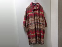 90'S RALPH LAUREN NATIVE PATTERN S/S KANOKO POLO SHIRTS（ラルフローレン ネイティブ柄 鹿の子素材 半袖 ポロシャツ）（XL）