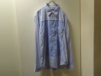 19'S COMME des GARCONS MULTI STRIPE +  GINGHAM CHECK SWITCHING PATTERN L/S COTTON SHIRTS（2019年製 コム デ ギャルソン マルチストライプ × ギンガムチェック柄 切替し仕様 長袖 コットンシャツ）MADE IN JAPAN（M）