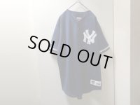 90'S Majestic NEW YORK YANKEES B-B SHIRTS（マジェスティック製 ニューヨーク ヤンキース 半袖 ベースボールシャツ）MADE IN USA（XL）