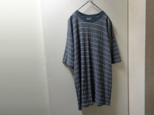 画像1: 90'S BASIC EDITIONS JACQUARD BORDER PATTREN T-SHIRTS（ベーシックエディションズ ジャガード織り ＋ ボーダー柄 Tシャツ）MADE IN USA（L）　