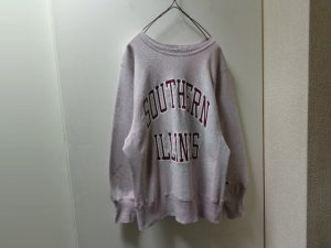 画像1: 80'S Champion REVERSE WEAVE CREW-NECK SWEAT（チャンピオン リバースウィーブ 2段油性プリント入り クルーネック仕様 ピンク灰杢 スウェット）MADE IN USA（M）