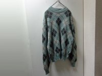 60'S TOWNE & KING ARGYLE PATTERN CREW-NECK MOHAIR KNIT SWEATER（タウン & キング アーガイル柄 クルーネック仕様 モヘア ニット セーター）(XL位)