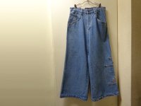 90〜00'S SARALI HAKAMA WIDE INDIGO DENIM PANTS（サラリ 袴型 ワイド仕様 インディゴデニム パンツ）DEAD STOCK（実寸 W33 × L28.5）