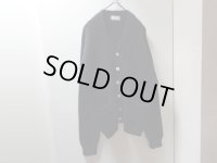 70'S Saxony MIDDLE-GAUGE BLACK WOOL KNIT CARDIGAN WITH POCKET（サクソニー ポケット付き ミドルゲージ仕様 黒 ウール ニット カーディガン）MADE IN ITALY（L）