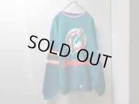 80'S NFL MIAMI DOLPHINS MIDDLE-GAUGE ACRYLIC KNIT SWEATER（USA製 ナショナル フットボール リーグ マイアミ ドルフィンズ ミドルゲージ仕様 アクリル ニット セーター）DEAD STOCK(L)