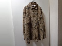 90'S CHICO'S DESIGN REPITING PATTREN L/S VELOUR SHIRTS（チコズデザイン 総柄仕様 長袖 ベロア シャツ）（1）