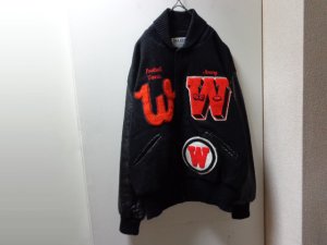 画像1: 90'S DeLONG MELTON × LEATHER STADIUM JACKET（デロング メルトン × 本革切替え仕様 スタジアム ジャケット）MADE IN USA（L）