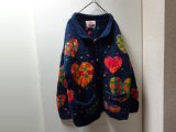 90'S AMANO HEART TOTAL PATTERN HEAVEY WOOL KNIT CARDIGAN（アマノ ハート総柄仕様 ヘヴィー ウール ニット カーディガン）（XL位）