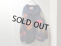 90'S AMANO HEART TOTAL PATTERN HEAVEY WOOL KNIT CARDIGAN（アマノ ハート総柄仕様 ヘヴィー ウール ニット カーディガン）（XL位）