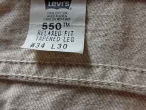 画像5: 90'S Levis 550 RELAXED FIT TAPERED LEG BEIGE DENIM PANTS（リーバイス 550 リラックスフィット & テーパード仕様 先染めベージュデニム パンツ）MADE IN USA（実寸W35 × L30.5）