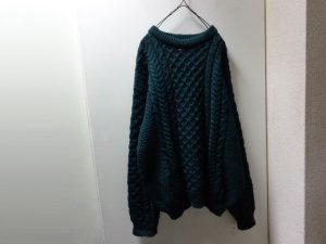 画像1: 80'S L．L． Bean LOW-GAUGE WOOL ARAN KNIT SWEATER（L．L．ビーン ローゲージウール仕様 アランニット セーター）MADE IN IRELAND（M）