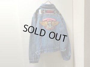 画像1: 90'S SK8 & METAL CUSTOM INDIGO DENIM TRACKER JACKET（スケート & メタル仕様 インディゴ デニム トラッカージャケット）POWELL PERALTA ＋ ANTHRAXパッチ付き（L位）