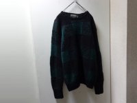 80〜90'S RALPH LAUREN POLO COUNTRY PANEL PATTERN LOW-GAUGE WOOL KNIT SWEATER（ラルフローレン ポロカントリー パネル柄 ローゲージ仕様 ウール ニット セーター）HAND KNIT（L）