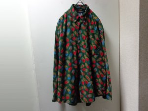 画像1: 90'S OLD GAP REPITING PATTERNE L/S CORDUROY SHIRTS（オールド ギャップ 総柄 ボタンダウン仕様 長袖 コーデュロイ シャツ）紺タグ（M）