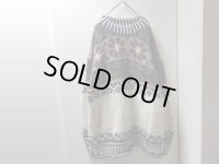 90'S OPEN COUNTRY FLOWER PATTERN LOW-GAUGE WOOL KNIT ECUADOR SWEATER（オープンカントリー 織り花柄 ローゲージ仕様 ウール ニット エクアドル セーター）MADE IN ECUADOR（XXL位）