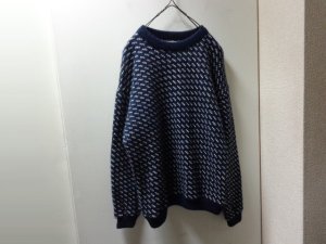 画像1: 80'S L.L. Bean BIRD'S EYE LOW-GAUGE WOOL × RAYON KNIT SWEATER（L.L. ビーン バーズアイ柄 ローゲージ仕様 ウール × レーヨン ニット セーター）MADE IN NORWAY（M）