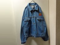 90'S DISNEY TOY STORY STONE WASH INDIGO DENIM TRACKER JACKET（ディズニー トイストーリー 刺繍ロゴ入り ストーンウォッシュ加工 インディゴデニム トラッカー ジャケット）オフィシャル品（L）