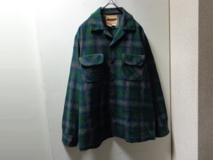 画像1: 60'S BEMIDJI OMBRECHECK PATTERN OPEN COLLAR L/S WOOL SHIRTS（ベミジ オンブレチェック柄 開襟仕様 長袖 ウール シャツ） (M)