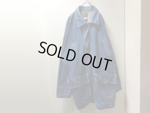 画像1: 90'S AACA STONE WASH INDIGO DENIM COAT（アフリカン アメリカン カレッジ アライアンス ストーンウォッシュ加工 インディゴデニム コート）MADE IN USA（XL）