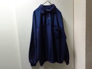 画像1: 90'S Eddie Bauer SWEAT × COTTONTWILL POLO SHIRTS（エディーバウアー スウェット × コットンツイル素材切替し仕様 ポロシャツ）（L）