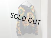 90'S Christine Foley SUN FLOWERS TOTAL PATTERNE CREW-NECK COTTON KNIT SWEATER（クリスティーンフォーリー ヒマワリ総柄 クルーネック仕様 コットン ニット セーター）（3）