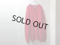 90'S LAND'S END V-NECK MIDDLE GAUGE COTTON KNIT SWEATER（ランズエンド Vネック + ミドルゲージ仕様 コットン ニット セーター）MADE IN USA（XL）