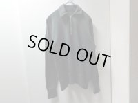 50'S UNKNOWN HALF ZIP + PULLOVER BLACK PLAIN SWEAT（ハーフジップ + 被り仕様 黒 無地 スウェット）長リブ仕様（M位）