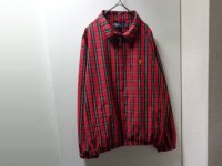 00'S RALPH LAUREN TARTAN CHECK COTTON × NYLON SWING TOP（ラルフローレン タータンチェック柄 コットン × ナイロン混紡 スウィングトップ）刺繡ロゴ入り（XXL）