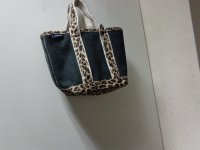 00'S LAND'S END BLACK CANVAS × LEOPARD PATTERNTOTE BAG WITH ZIPPER（ランズエンド ジップ付き 黒キャンバス × 豹柄切替し仕様 トートバッグ）NON WASH
