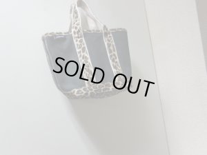 画像1: 00'S LAND'S END BLACK CANVAS × LEOPARD PATTERNTOTE BAG WITH ZIPPER（ランズエンド ジップ付き 黒キャンバス × 豹柄切替し仕様 トートバッグ）NON WASH