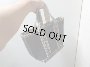 画像11: 00'S LAND'S END BLACK CANVAS × LEOPARD PATTERNTOTE BAG WITH ZIPPER（ランズエンド ジップ付き 黒キャンバス × 豹柄切替し仕様 トートバッグ）NON WASH