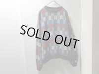 80'S Tatun PANEL PATTERN CREW-NECK SWEAT（タートン 織りパネル柄 クルーネック仕様 スウェット）MADE IN USA（L）